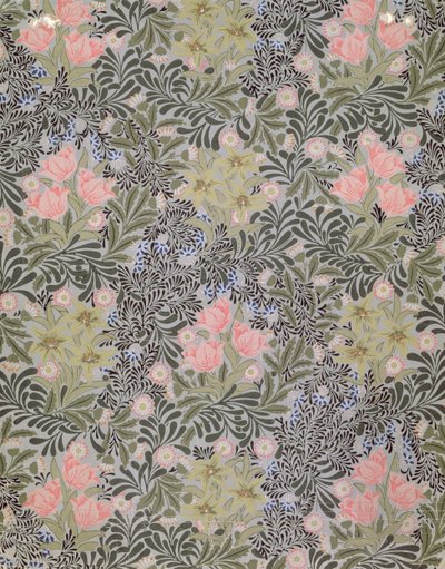 チューリップ、デイジー、ハニーサックルの壁紙デザイン（壁紙） 作： William Morris