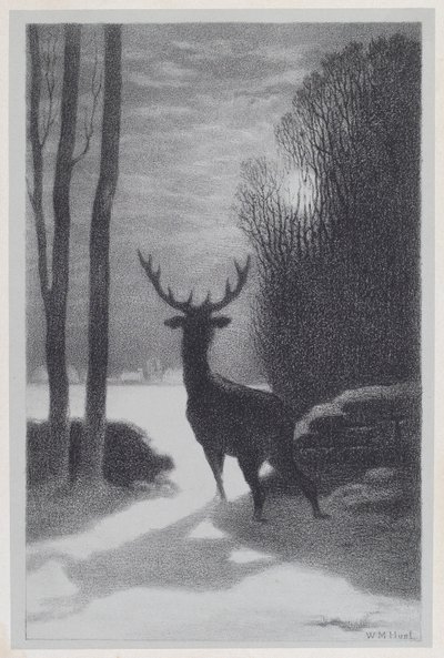 月明かりの雄鹿 作： William Morris Hunt