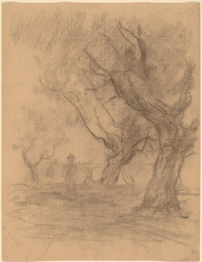 2 本の木の下に立っている女性 作： William Morris Hunt