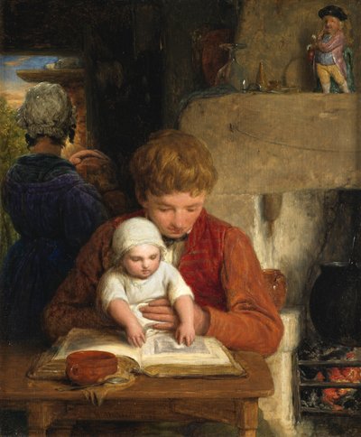 素朴な幸福、または父と子、1828 作： William Mulready