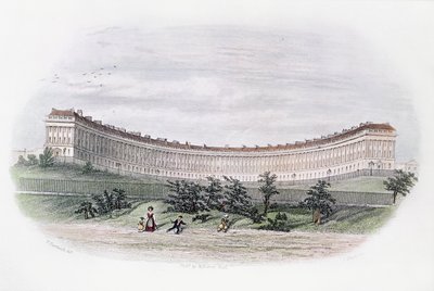 ロイヤルクレセント、バース、公園から、J。シュリーによって彫刻 作： William N. Hardwick of Bath