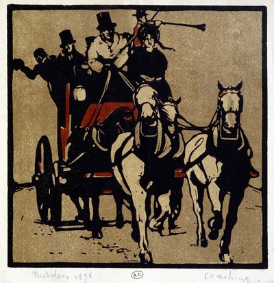 馬車または勤勉さ: 「コーチング」 - ウィリアム・ニコルソン (1872-1949) 作： William Nicholson