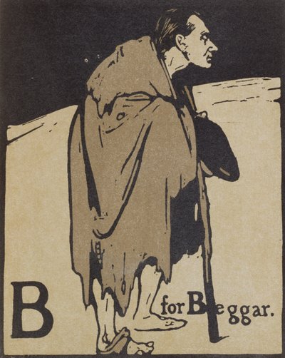 乞食のB、ウィリアム・ハイネマン発行の「アルファベット」のイラスト 作： William Nicholson