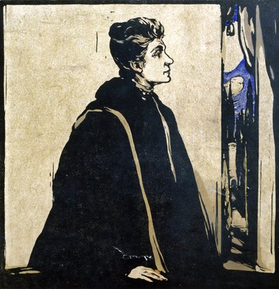 Eleonora Duse (1858-1924) 「Twelve Portraits」のイラスト、1899 年発行 (手彩色木版) 作： William Nicholson