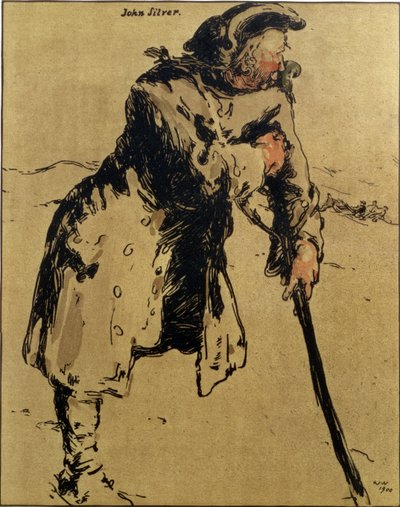 ジョン・シルバー、「Characters of Romance」のイラスト、1900年初版（カラーリソ） 作： William Nicholson