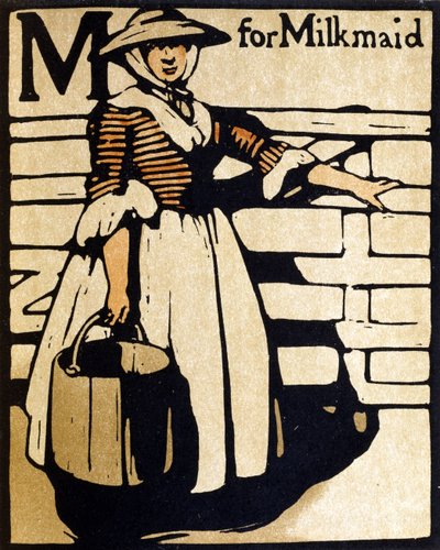 ミルクメイドのM、ウィリアム・ハイネマン発行の「アルファベット」のイラスト 作： William Nicholson