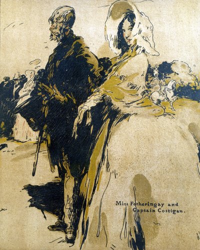 ミス・フォザリンゲイとキャプテン・コスティガン、「Characters of Romance」のイラスト、1900年に初版（カラーリソ） 作： William Nicholson