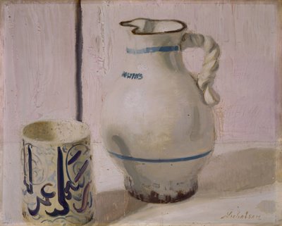 水差しのあるピンクの静物」1935-36年 作： William Nicholson