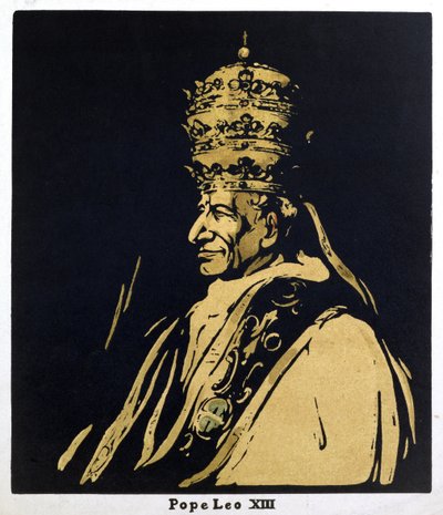 教皇レオ13世、ジョアッキーノ・ヴィンチェンツォ・ラファエレ・ルイージ・ペッチ（1878-1903）「12人の肖像 - 第2シリーズ」のイラスト、1899年発行（手描きの木版） 作： William Nicholson