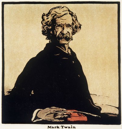 マーク・トウェイン (1835-1910) の肖像 アメリカの作家 - ウィリアム・ニコルソン (1872-1949) による描画 作： William Nicholson