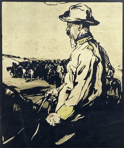 セオドア・ルーズベルト大統領、「12人の肖像画」のイラスト、1899年発行（手彩色木版） 作： William Nicholson