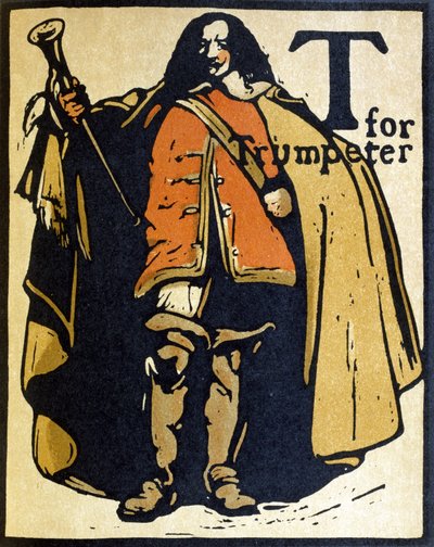 トランペッターのT、ウィリアム・ハイネマン発行の「アルファベット」のイラスト 作： William Nicholson