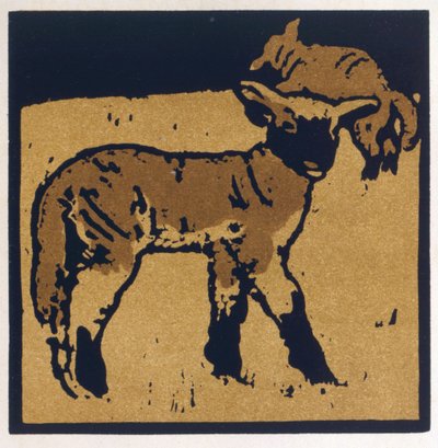 ウィリアム・ハイネマンが発行した「The Square Book of Animals」の非常に飼いならされた子羊 作： William Nicholson