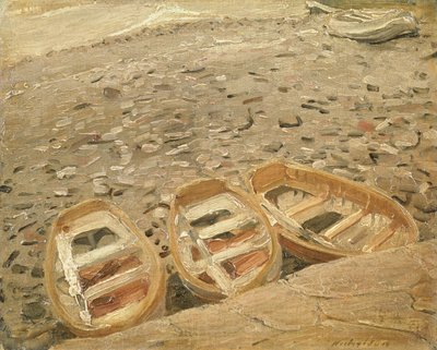 3つのボート、1928年頃（キャンバスに油彩） 作： William Nicholson