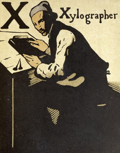 Xylographer の X、「An Alphabet」のイラスト、William Heinemann 発行 作： William Nicholson