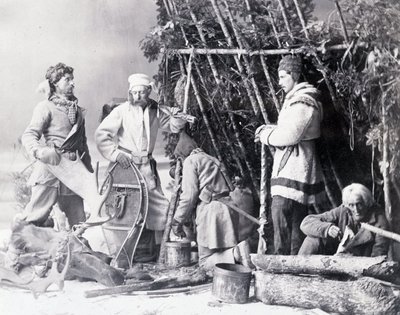 カナダでのトラッパーの生活、1890年頃のノートマンの写真。 作： William Notman