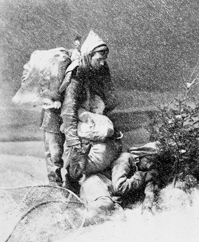 カナダでのトラッパーの生活、1890年頃のノートマンの写真。 作： William Notman