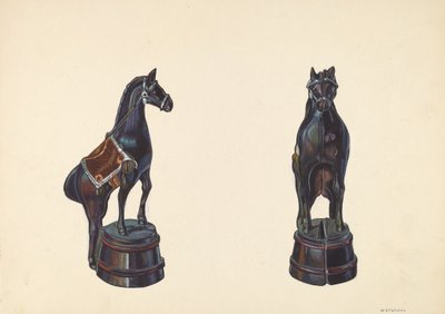 バレルバンクに乗った馬、1938年頃 作： William O. Fletcher