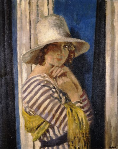 縞模様のドレスを着たホーン夫人、1912年頃 作： William Orpen