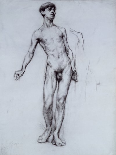ヌード青年（紙に鉛筆） 作： William Orpen