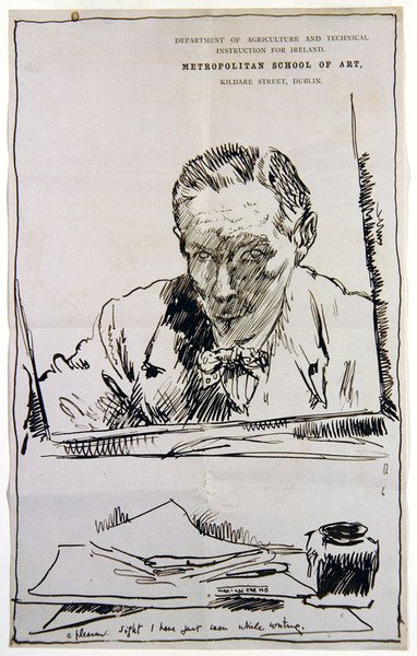鏡を見る自画像」（紙にペンとインク） 作： William Orpen