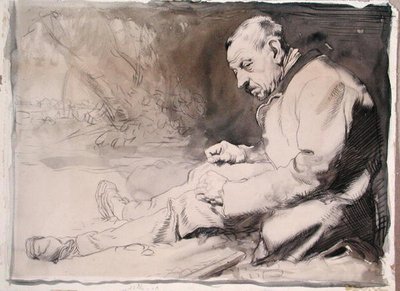 老人の習作（鉛筆・水彩・紙 作： William Orpen