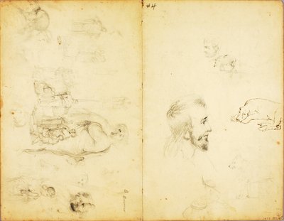 (研究--説教するキリスト、槍を持つ男など）。 作： William Page