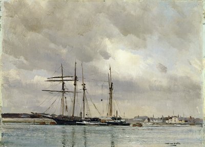 港での船、チャイナクレイの積載、1900年頃 作： William Page Atkinson Wells