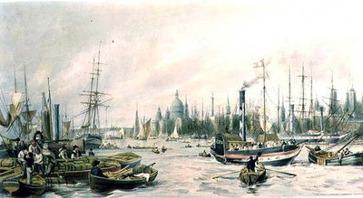 プールからのロンドンブリッジ（リトグラフ） 作： William Parrott