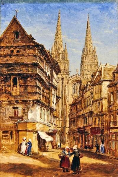 カンペール大聖堂の聖コランタン、1860年頃（油彩・紙・板張り） 作： William Parrott