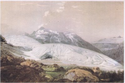 コリンズ発行のブリティッシュアドベンチャーのローヌ氷河とフルカ山の眺め、1947年 作： William Pars