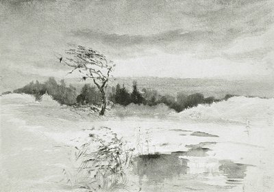 水と吹きさらしの木のある風景 作： William Parsons Winchester  Dana