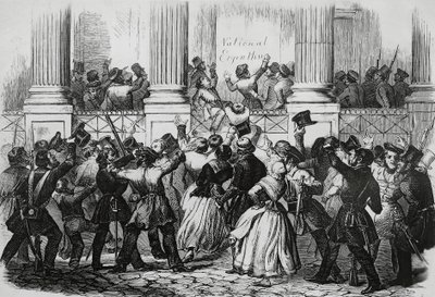 ウィリアム1世の宮殿の前で行われたベルリン革命（1848年3月、ドイツ 作： Nicolas Toussaint Charlet