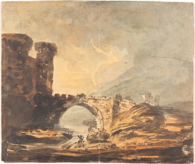 城と橋のある風景 作： William Payne
