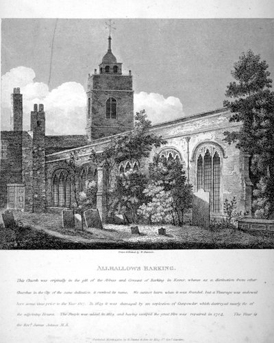 ロンドン、オール・ハローズ・バイ・ザ・タワー教会、1810年 作： William Pearson