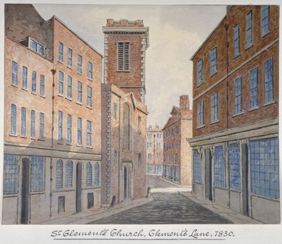 シティ・オブ・ロンドン、イーストチープのセント・クレメント教会、1830年 作： William Pearson