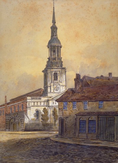 聖レナード教会、ショーディッチ、ロンドン、c1815 作： William Pearson