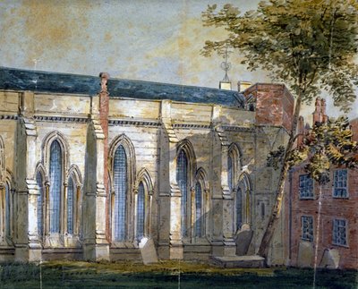 ロンドン、テンプル教会の眺め、1810年頃                                          作： William Pearson