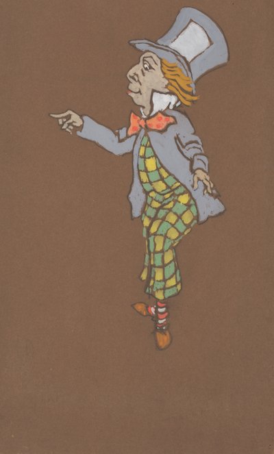 アリス・イン・ワンダーランド」のマッドハッターの衣装デザイン（1915年）。 作： William Penhallow Henderson
