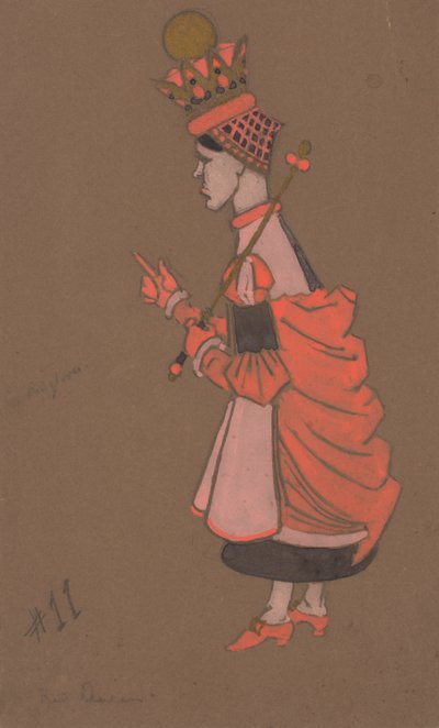 アリス・イン・ワンダーランド1915」の赤の女王の衣装デザイン。 作： William Penhallow Henderson