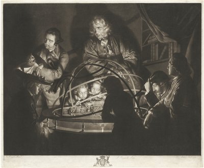 天球儀について講義する哲学者 作： William Pether after Joseph Wright