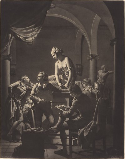 ランプライトによるアカデミー 作： William Pether after Joseph Wright