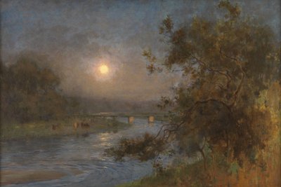 月の下でトワイライトが消えていくように（キャンバスに油彩） 作： William Playfair Dickson