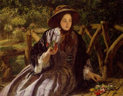 ガーデンフラワー ポージーを作る 1855-1856年 作： William Powell Frith