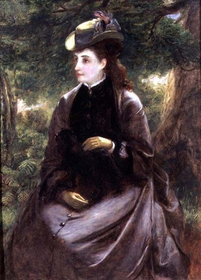犬と休む女性の肖像 作： William Powell Frith