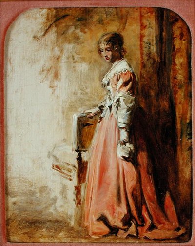 ピンクのドレス」（油彩・紙） 作： William Powell Frith