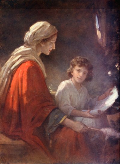 マリアと幼子イエス、ルカ2、39、40（カラーリトグラフ） 作： William Pratt