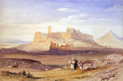 アクロポリスとヘロディス アッティカスのオデオンのあるアテネの眺め - パーサー、ウィリアム (1789-1852) - 19 世紀の第 1 四半期。 - キャンバスに油彩 - 26x40 - ベナキ美術館、アテネ 作： William Purser