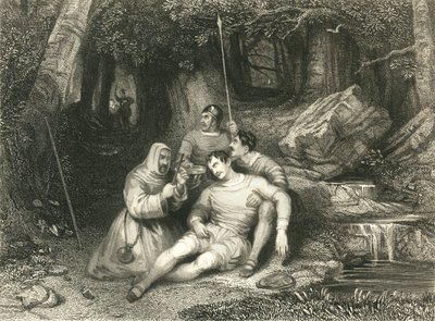 「ルウェリンの死」、c1836 作： William Radclyffe