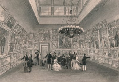 王立アカデミーの展示。 -プライベートビュー、c1844。 作： William Radclyffe